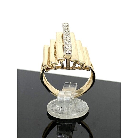 Cocktail Ring Diamond Geometric 14k Yellow Gold Estate Jewelry Women's Size 6 - Picture 3 of 15